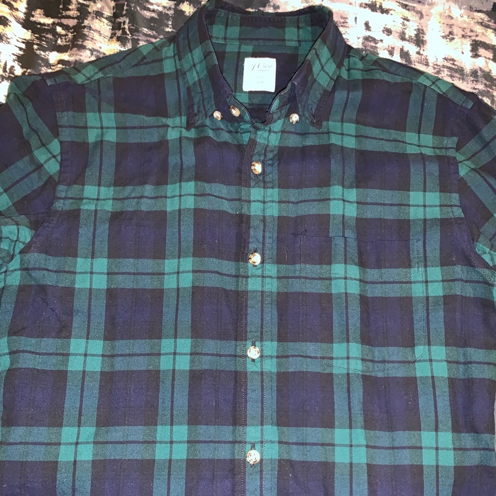 JCREW shirt sz Small GREEN/BLUE pattern